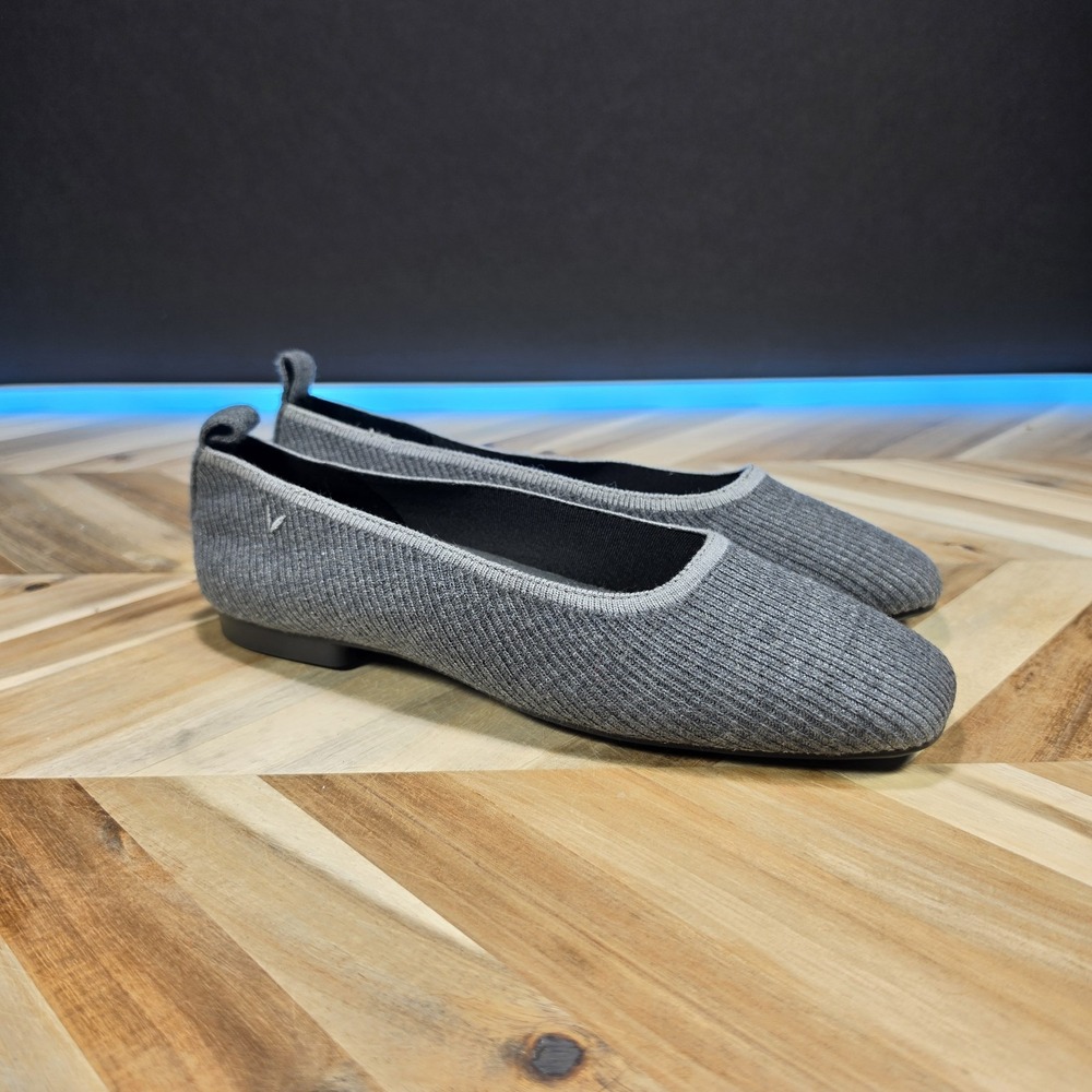 Vivaia Margot Women 41 / US 10.5 Grey Flats Square Toe Ribbed Knit Sustainable